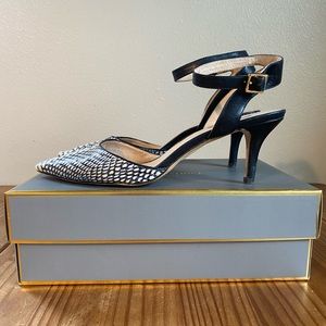 Louise et Cie Esperance Marina Blue Tuscan Snake Print Slingback Heels Size 9